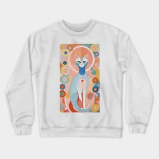 Hilma af Klint's Feline Fantasia: Abstract Cat Celebration Crewneck Sweatshirt